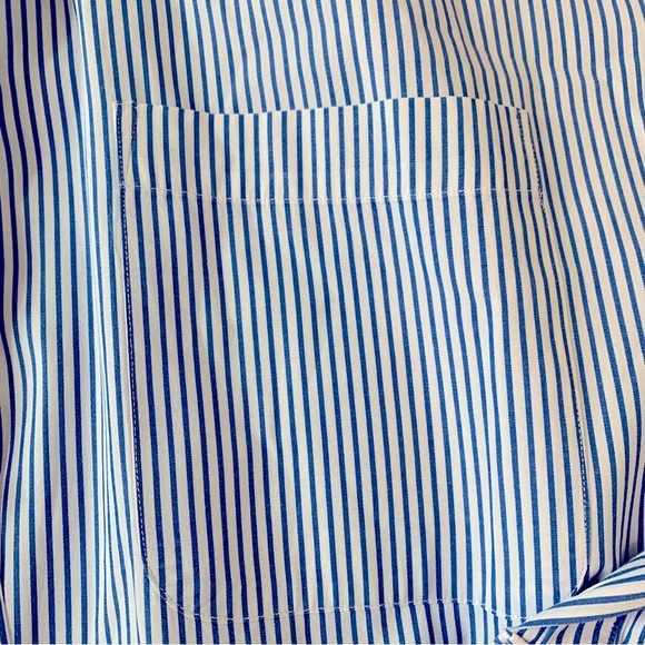 Oversized collared blue and white striped button down shirt. Women’s large. - Picture 6 of 7
